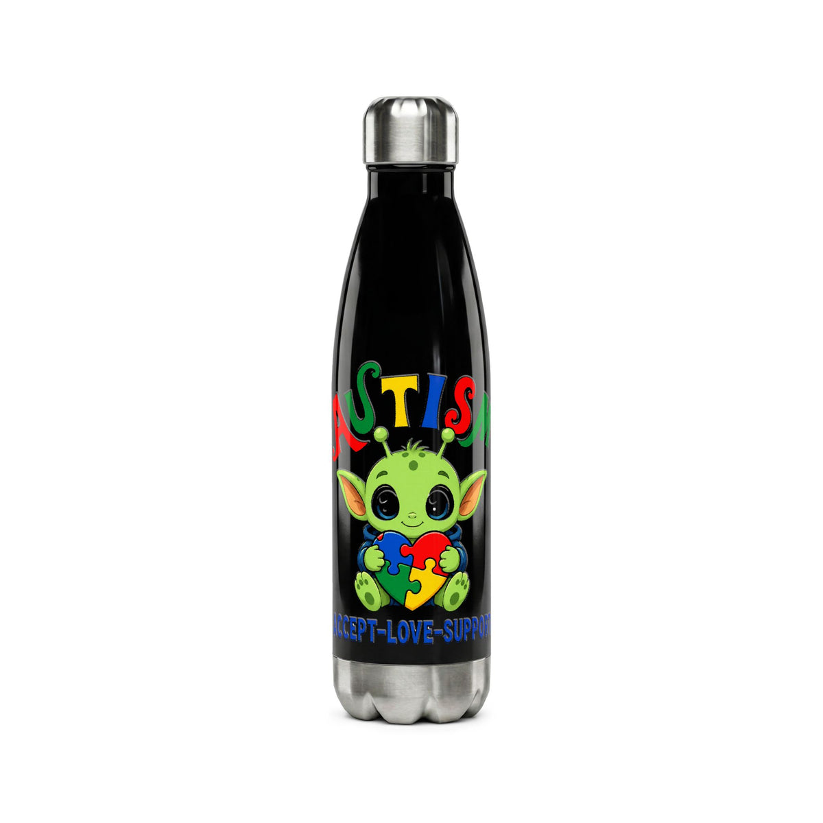 Accept • Love • Support Collection Water Bottle — 17oz Stainless Steel Bottle