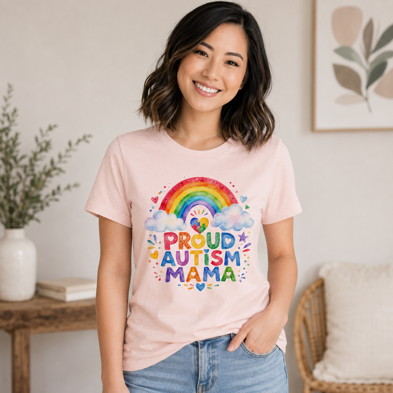 Proud Autism Mama Tee — Rainbow Autism Awareness T-Shirt