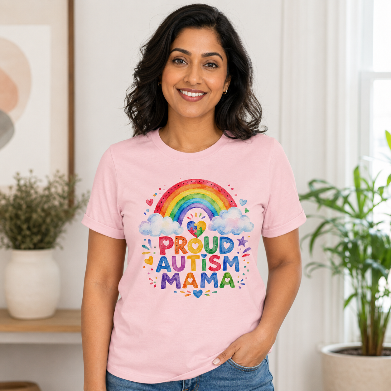 Proud Autism Mama Tee — Rainbow Autism Awareness T-Shirt