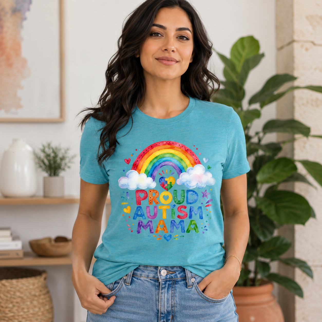 Proud Autism Mama Tee — Rainbow Autism Awareness T-Shirt