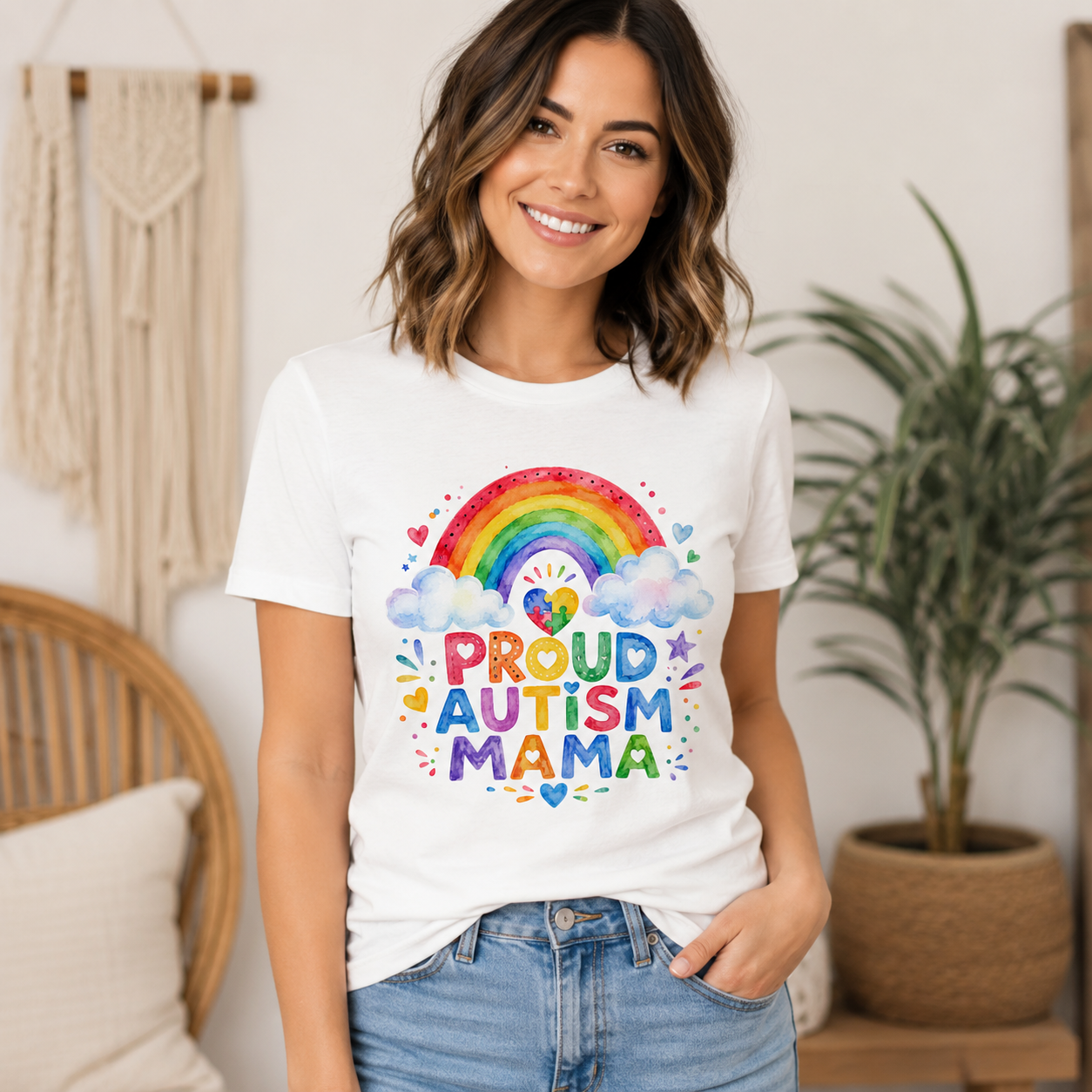 Proud Autism Mama Tee — Rainbow Autism Awareness T-Shirt