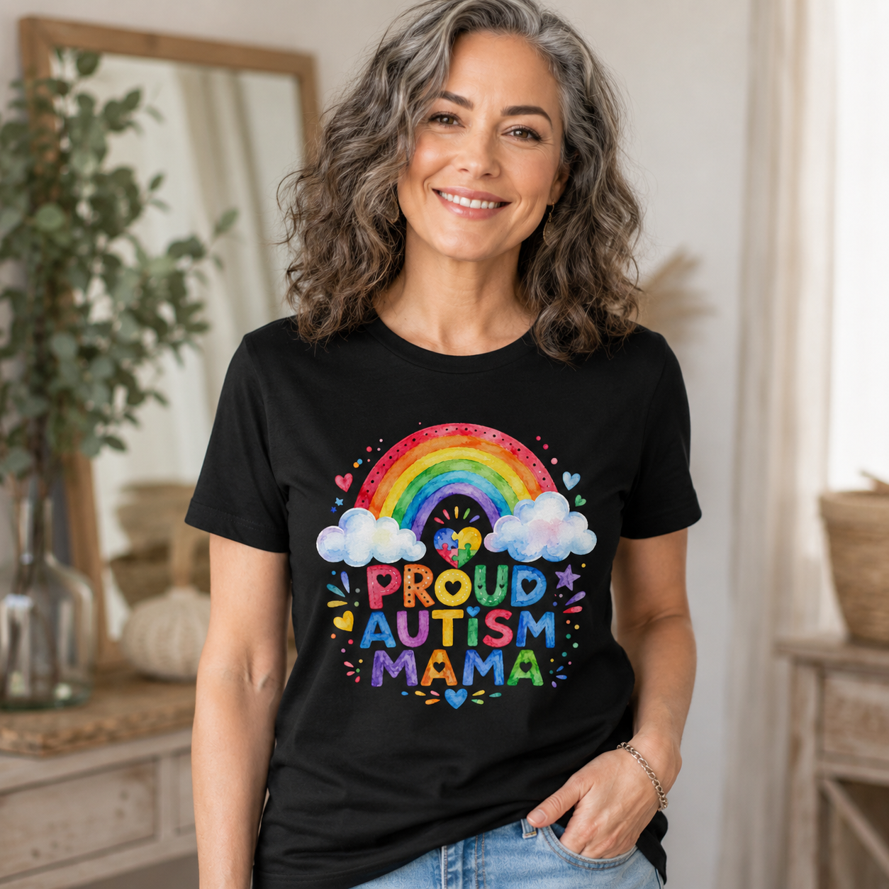 Proud Autism Mama Tee — Rainbow Autism Awareness T-Shirt