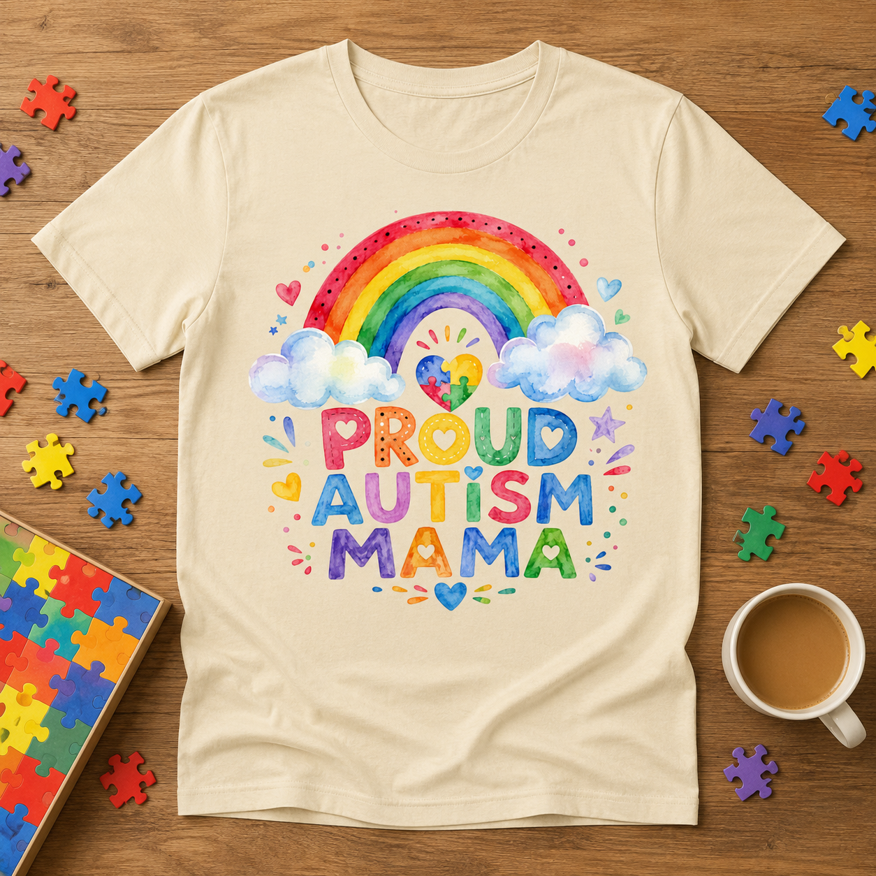 Proud Autism Mama Tee — Rainbow Autism Awareness T-Shirt