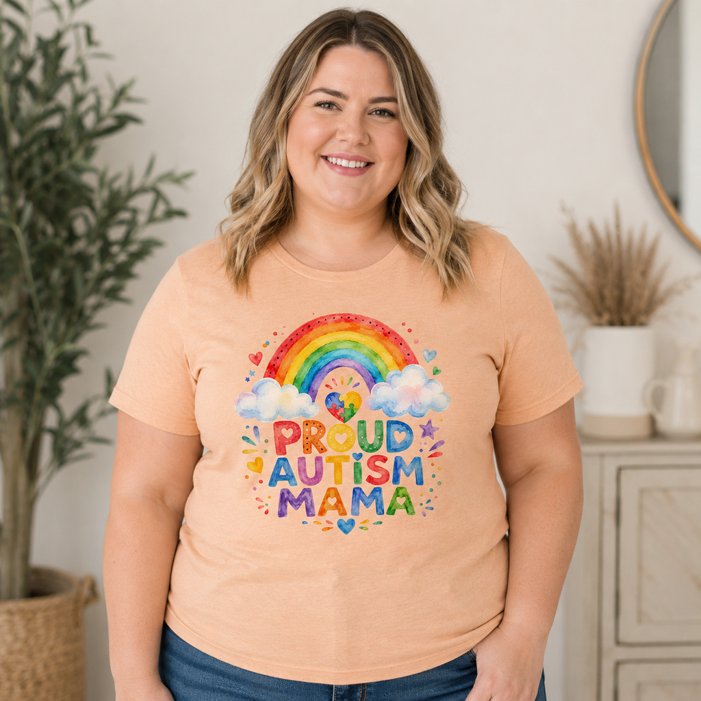 Proud Autism Mama Tee — Rainbow Autism Awareness T-Shirt