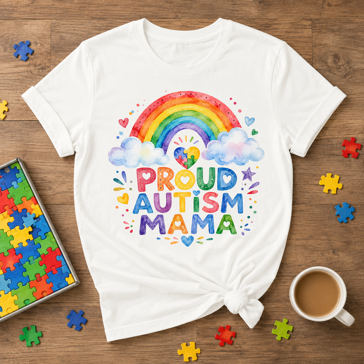 Proud Autism Mama Tee — Rainbow Autism Awareness T-Shirt