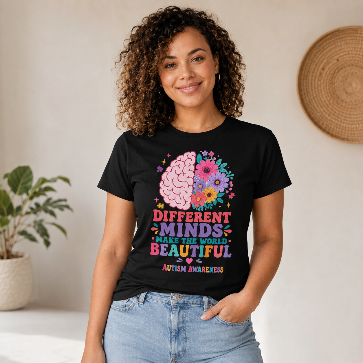 Autism Awareness T-Shirt — "Different Minds Make the World Beautiful"