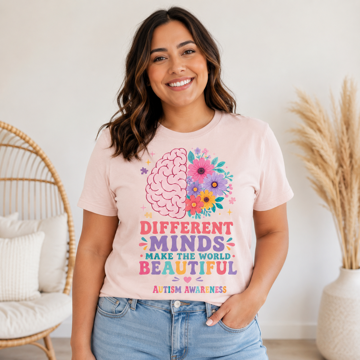Autism Awareness T-Shirt — "Different Minds Make the World Beautiful"