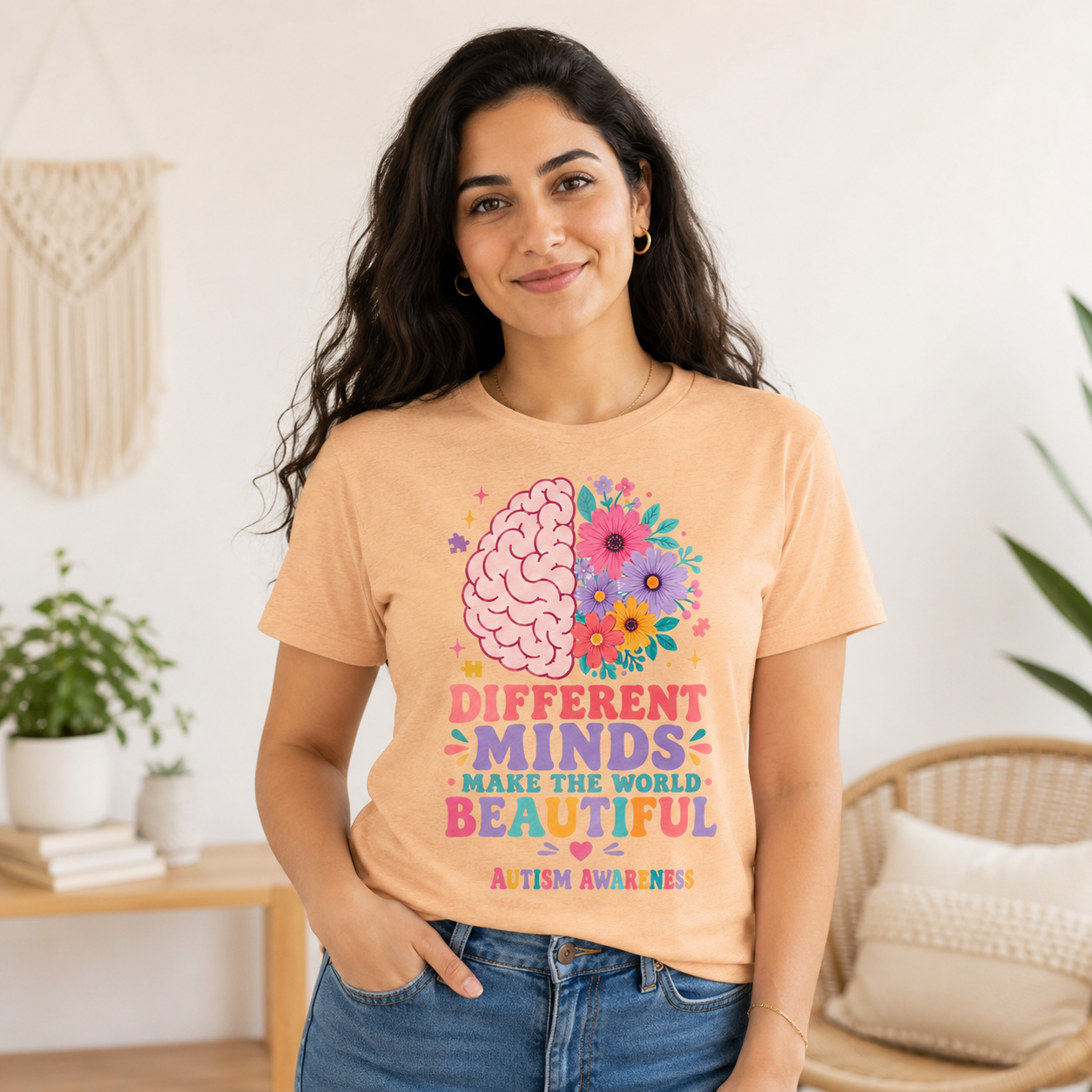 Autism Awareness T-Shirt — "Different Minds Make the World Beautiful"