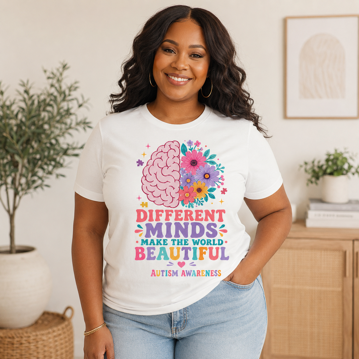 Autism Awareness T-Shirt — "Different Minds Make the World Beautiful"