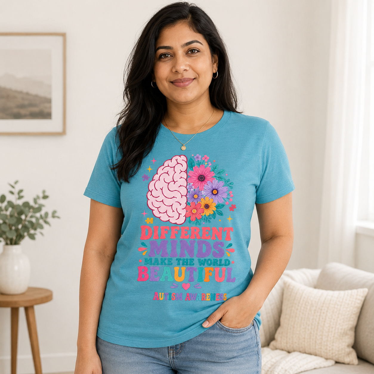 Autism Awareness T-Shirt — "Different Minds Make the World Beautiful"