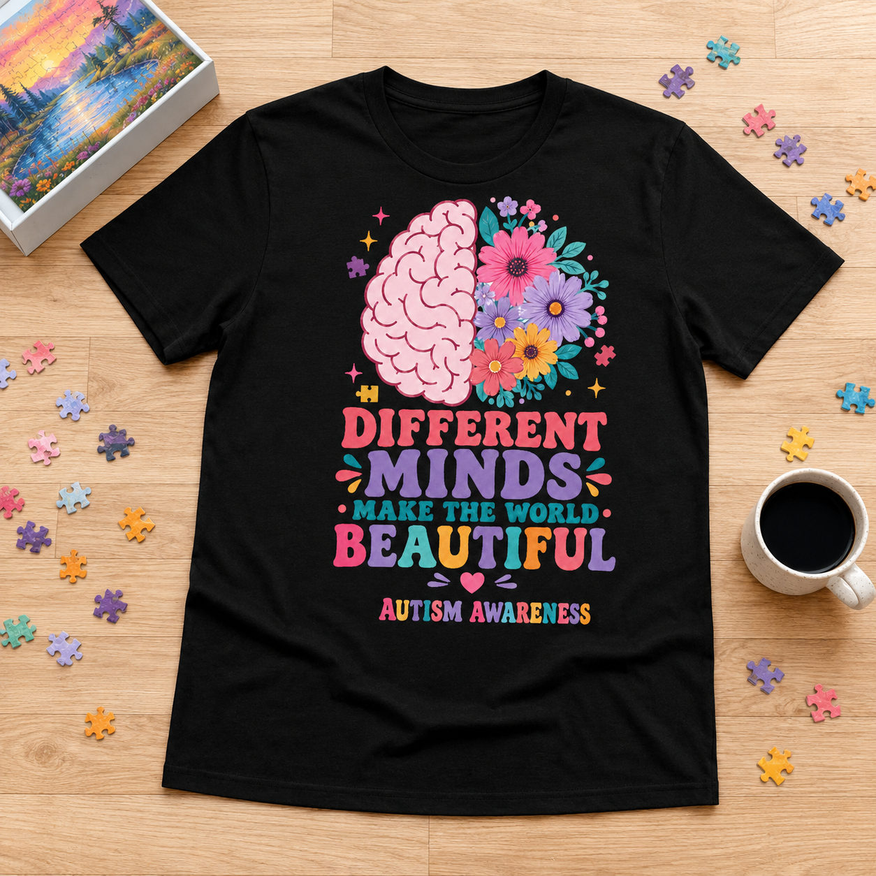 Autism Awareness T-Shirt — "Different Minds Make the World Beautiful"