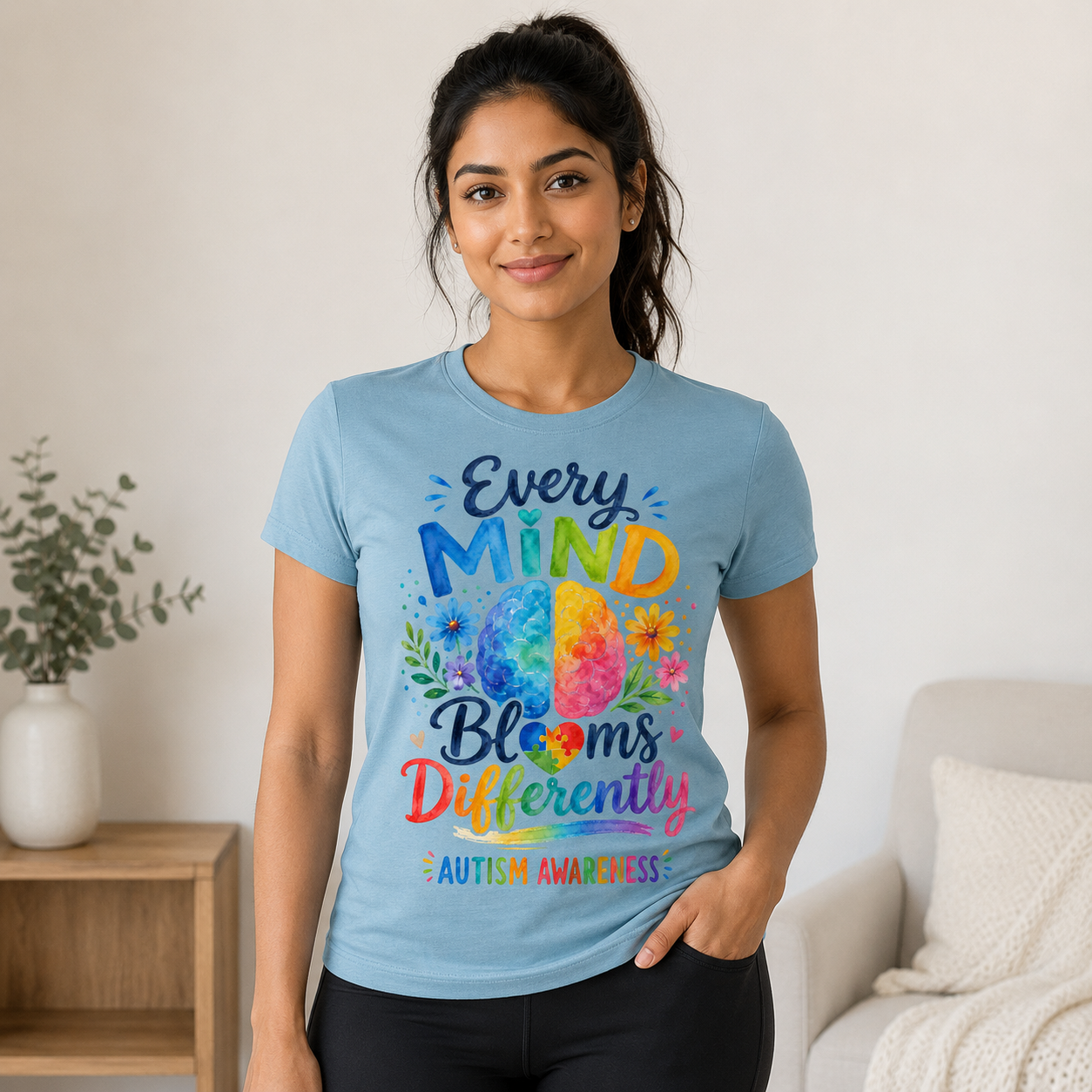 Every Mind Blooms Differently Autism Awareness T-Shirt
