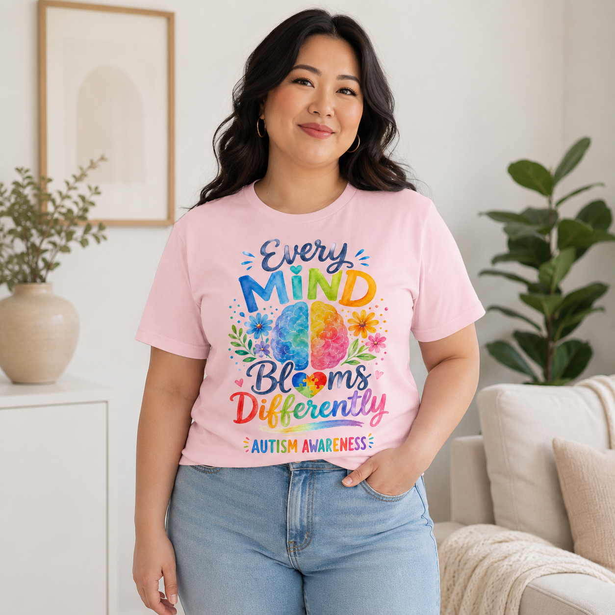 Every Mind Blooms Differently Autism Awareness T-Shirt