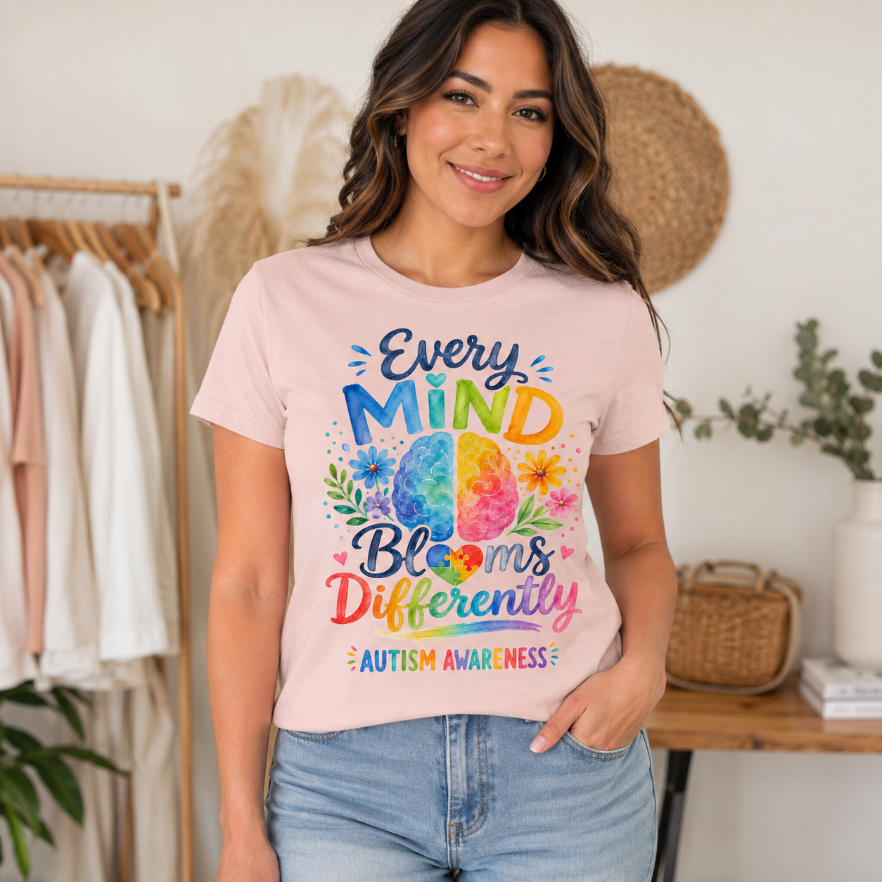 Every Mind Blooms Differently Autism Awareness T-Shirt