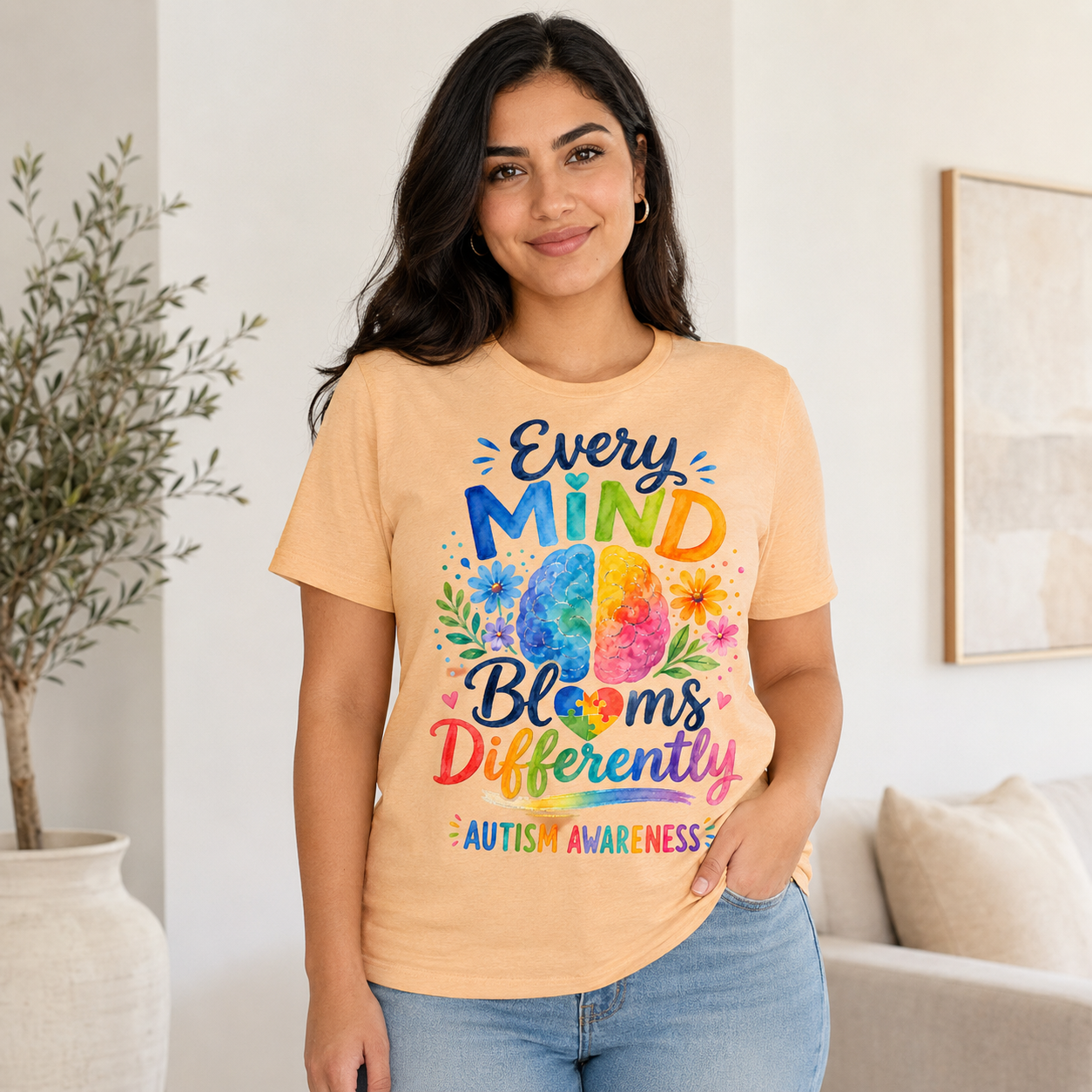 Every Mind Blooms Differently Autism Awareness T-Shirt