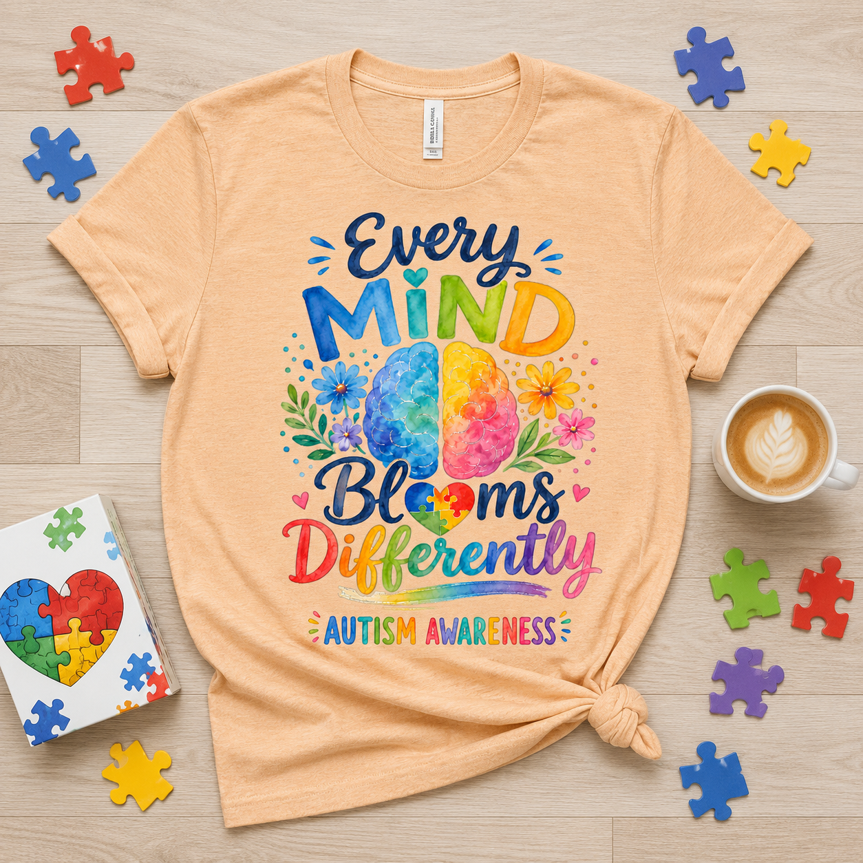 Every Mind Blooms Differently Autism Awareness T-Shirt