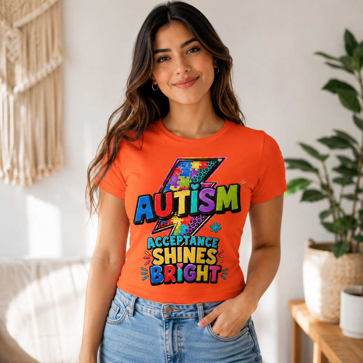 Autism Acceptance Shines Bright lightning bolt T-Shirt | Puzzle Piece Awareness