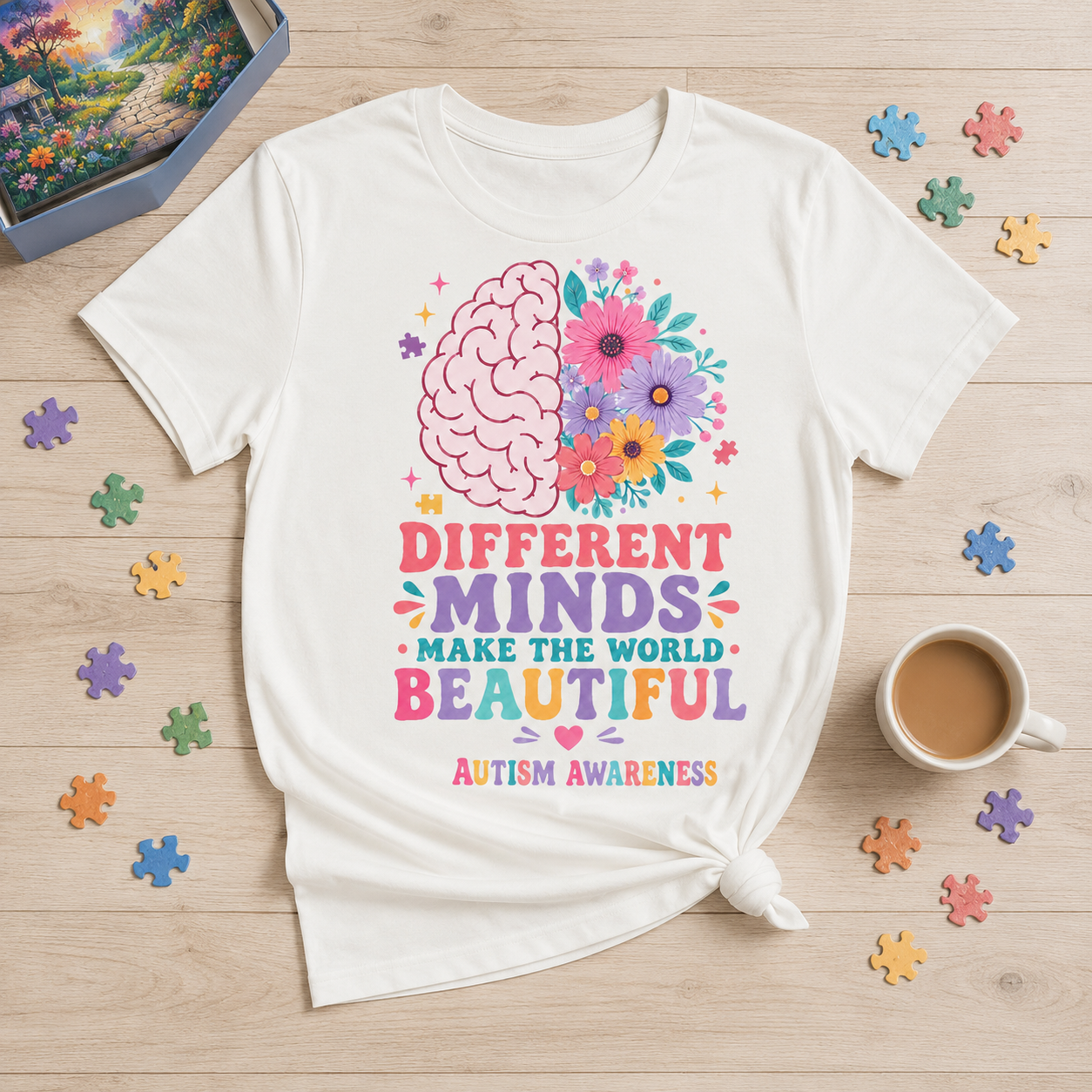 Different Minds Make the World Beautiful T-Shirt | Autism Awareness Tee