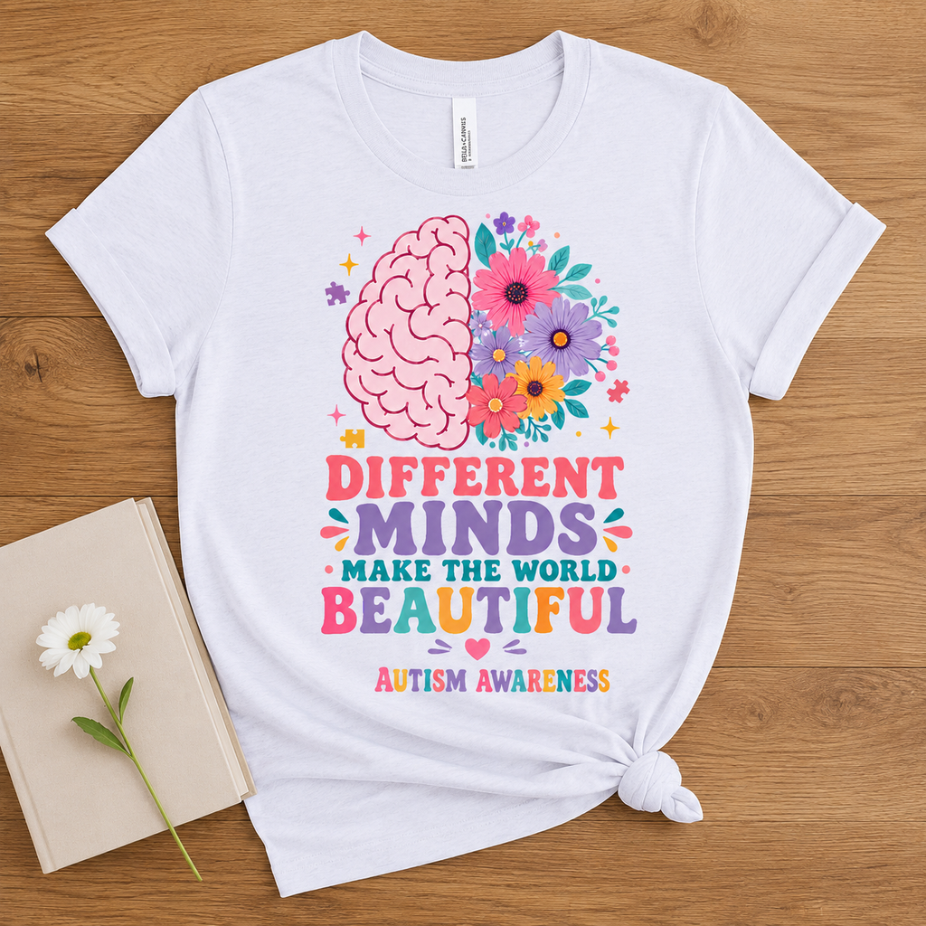 Different Minds Make the World Beautiful T-Shirt | Autism Awareness Tee