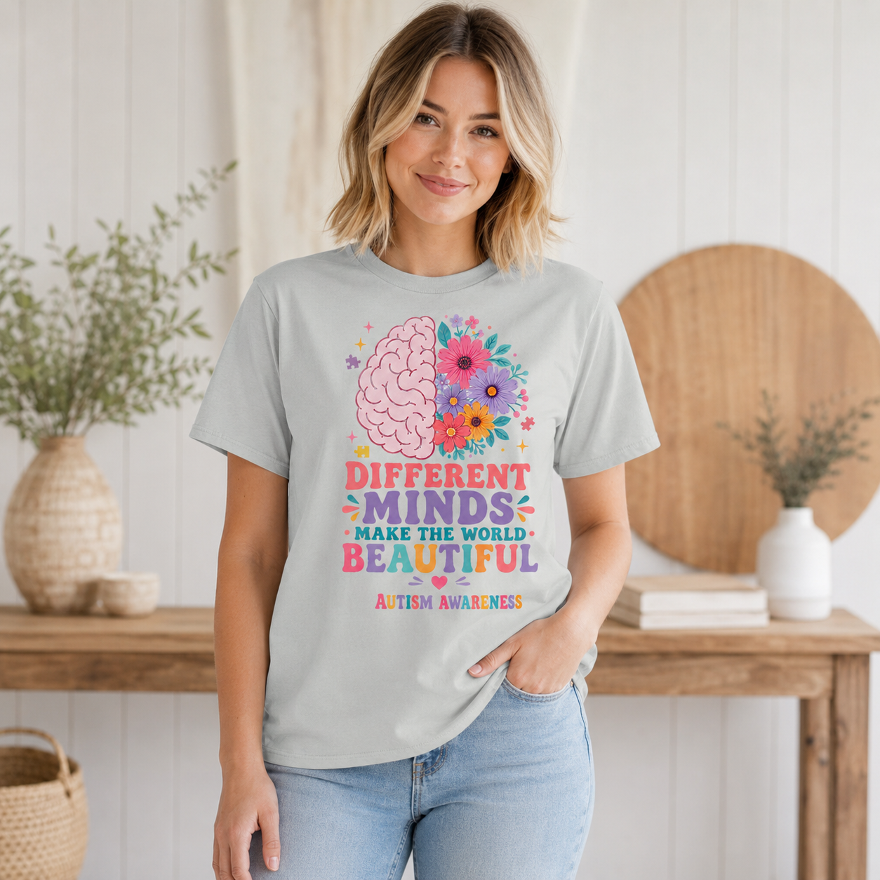 Different Minds Make the World Beautiful T-Shirt | Autism Awareness Tee
