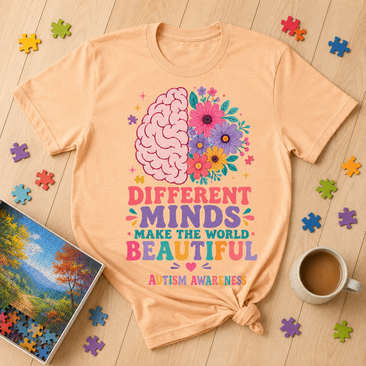 Different Minds Make the World Beautiful T-Shirt | Autism Awareness Tee