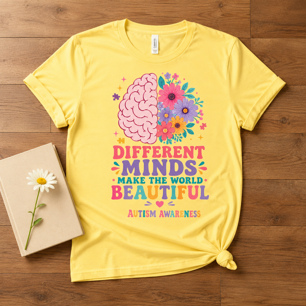Different Minds Make the World Beautiful T-Shirt | Autism Awareness Tee