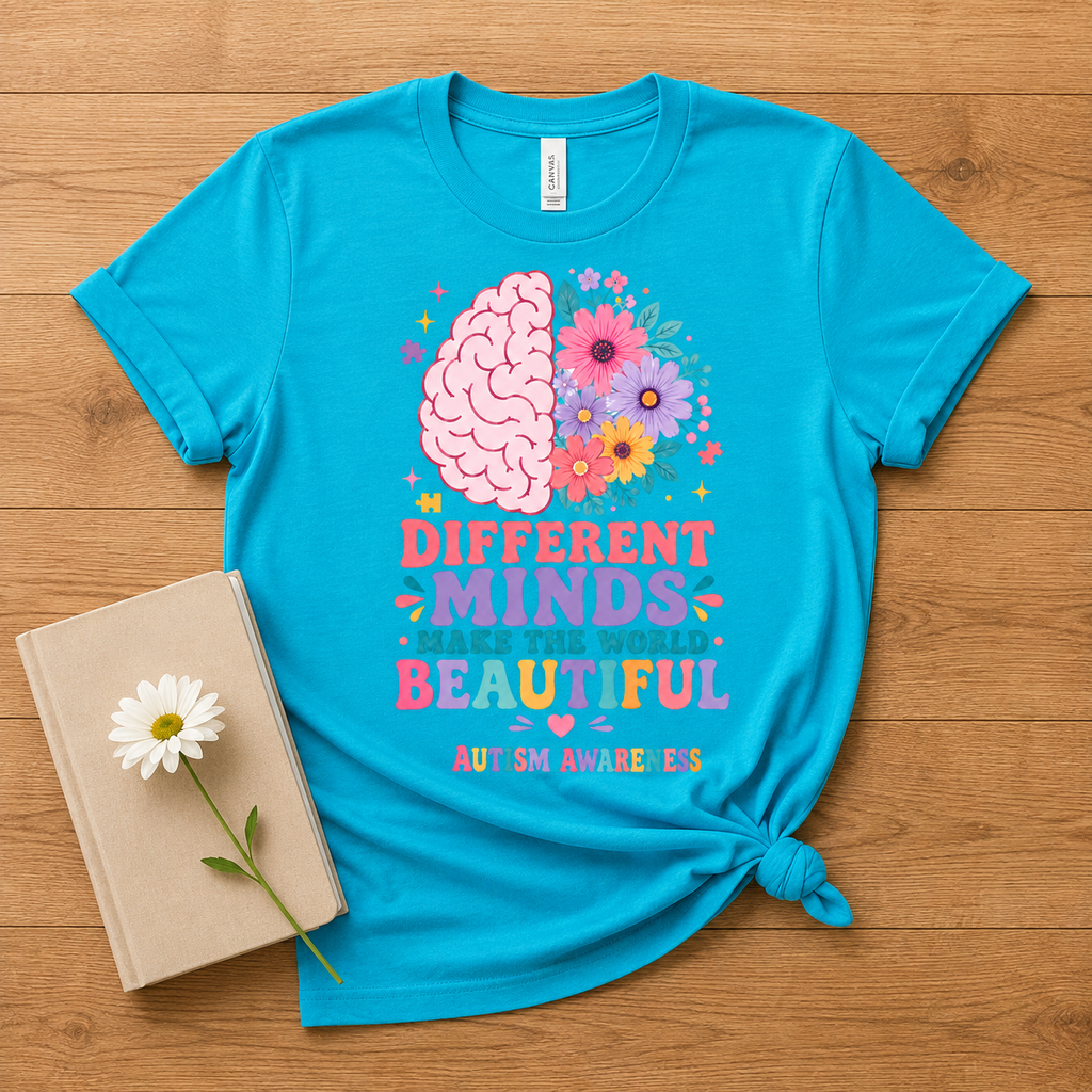Different Minds Make the World Beautiful T-Shirt | Autism Awareness Tee