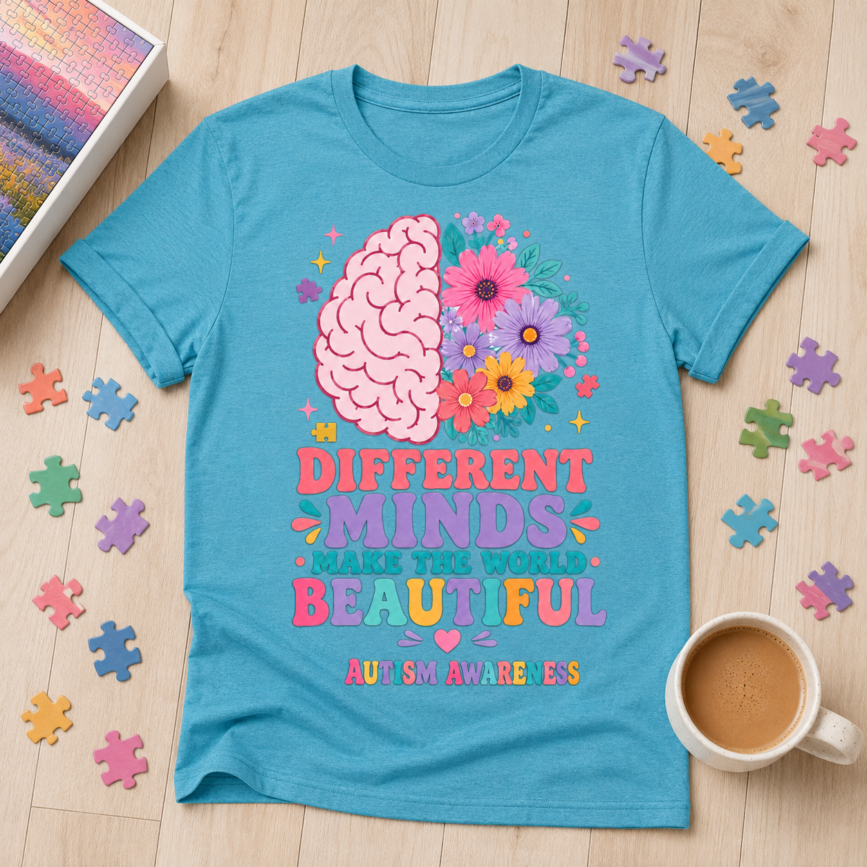 Different Minds Make the World Beautiful T-Shirt | Autism Awareness Tee