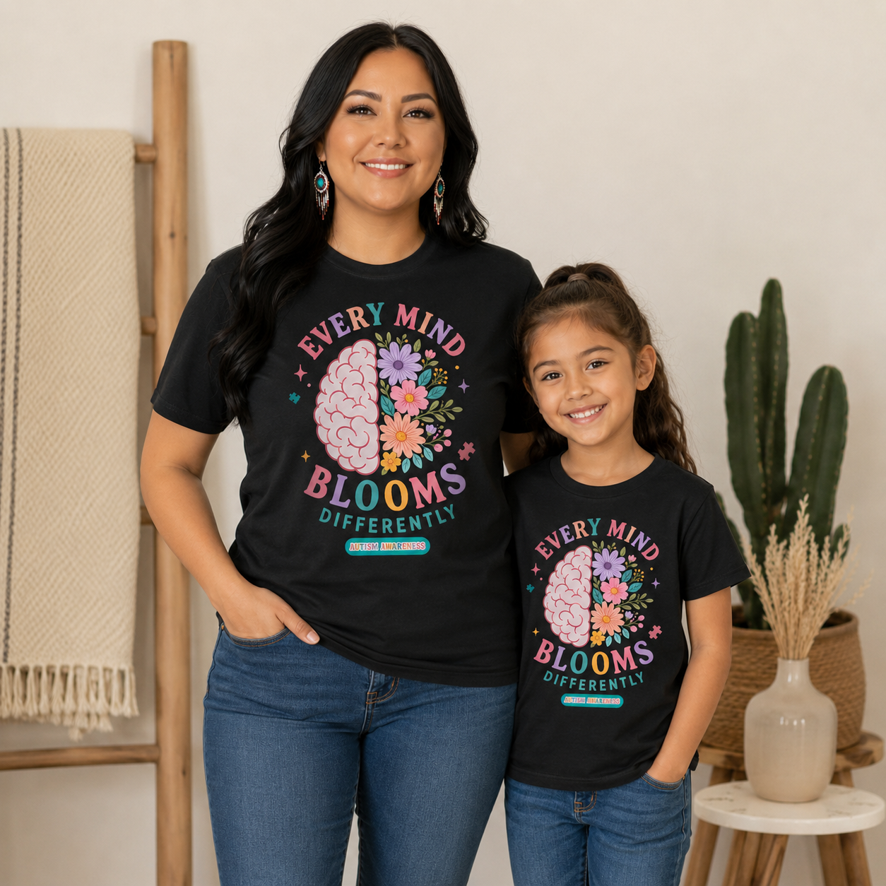 Every Mind Blooms Differently T-Shirt | Mental Health Awareness, Floral Brain Design