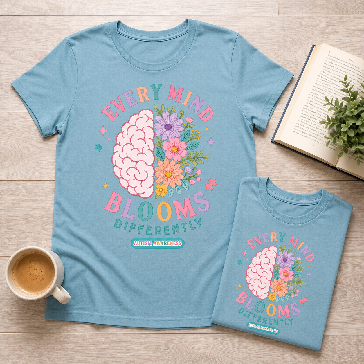 Every Mind Blooms Differently T-Shirt | Mental Health Awareness, Floral Brain Design