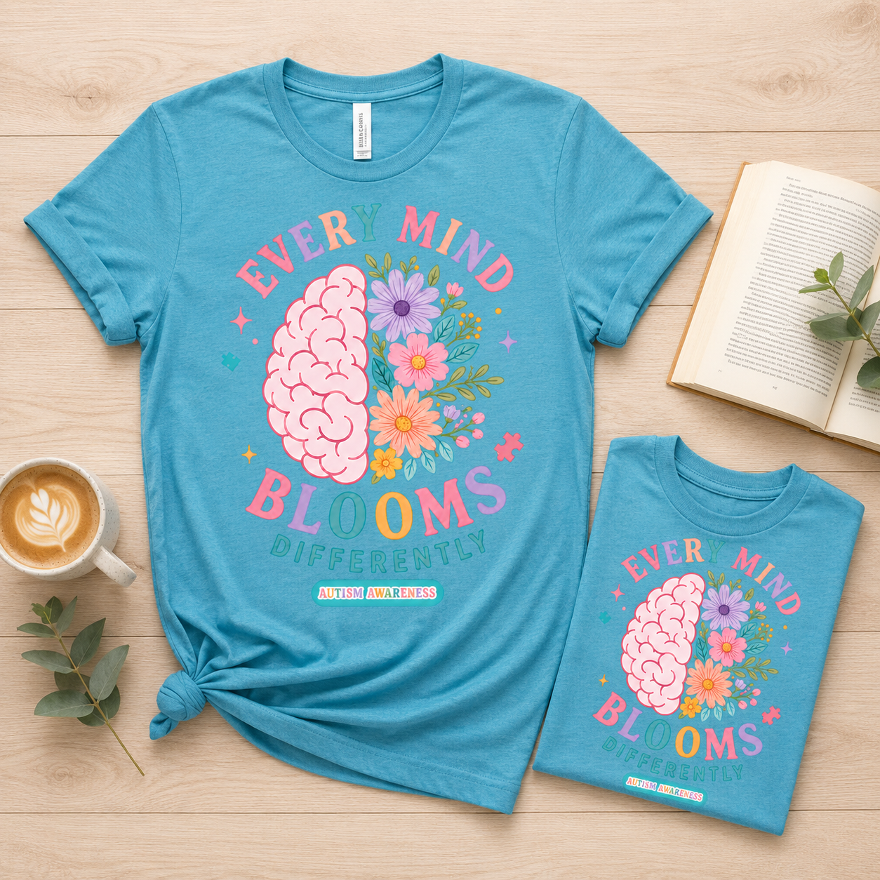 Every Mind Blooms Differently T-Shirt | Mental Health Awareness, Floral Brain Design