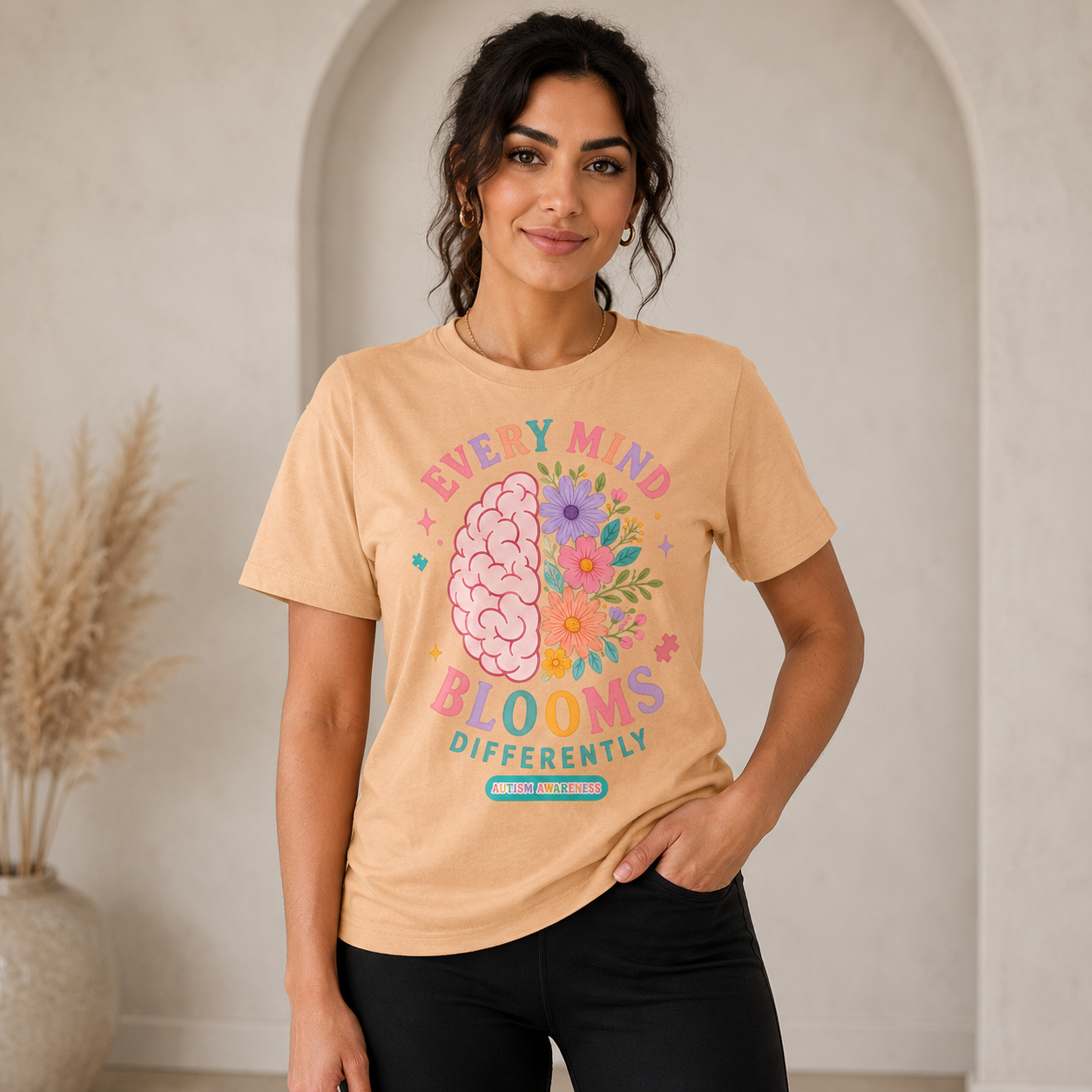 Every Mind Blooms Differently T-Shirt | Mental Health Awareness, Floral Brain Design