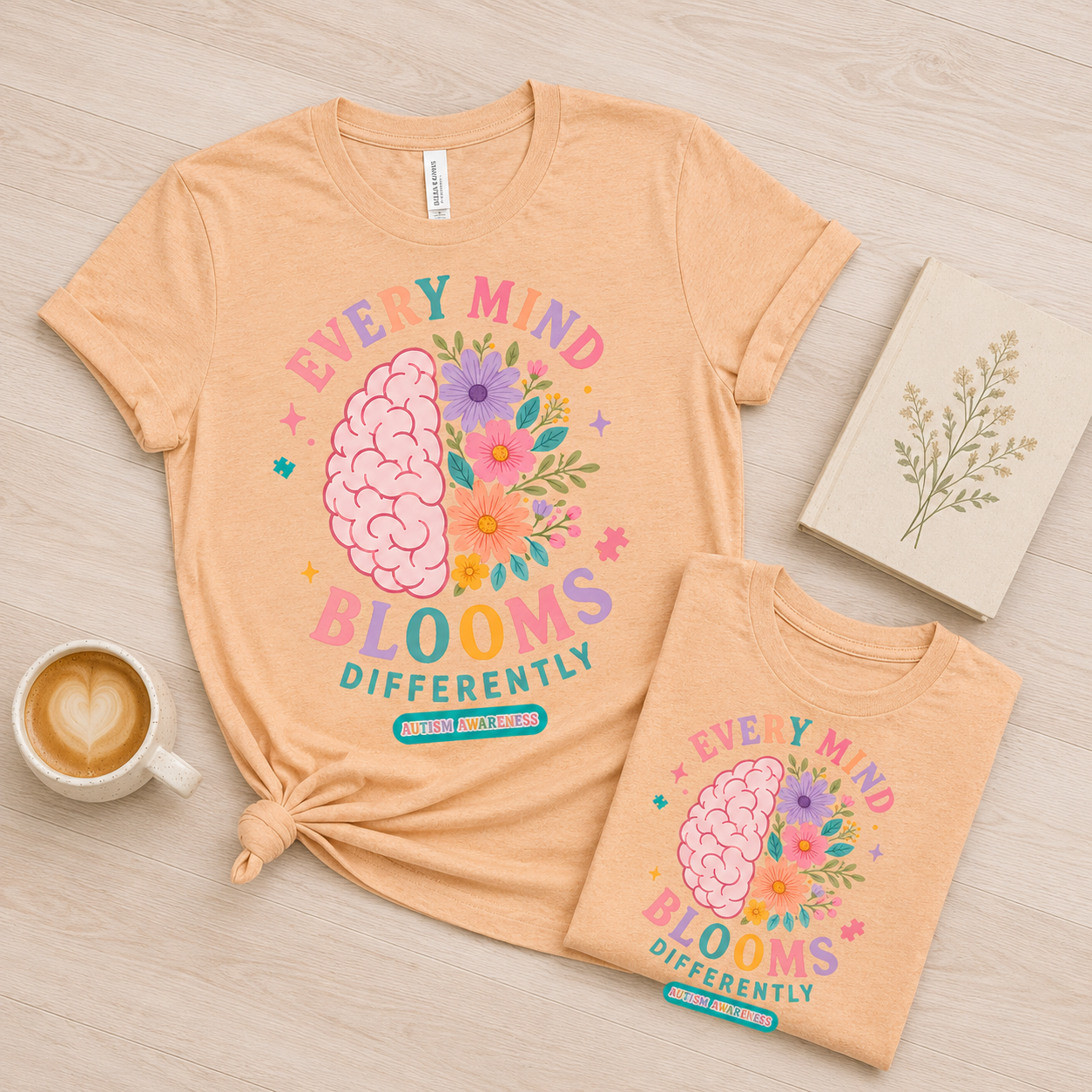 Every Mind Blooms Differently T-Shirt | Mental Health Awareness, Floral Brain Design
