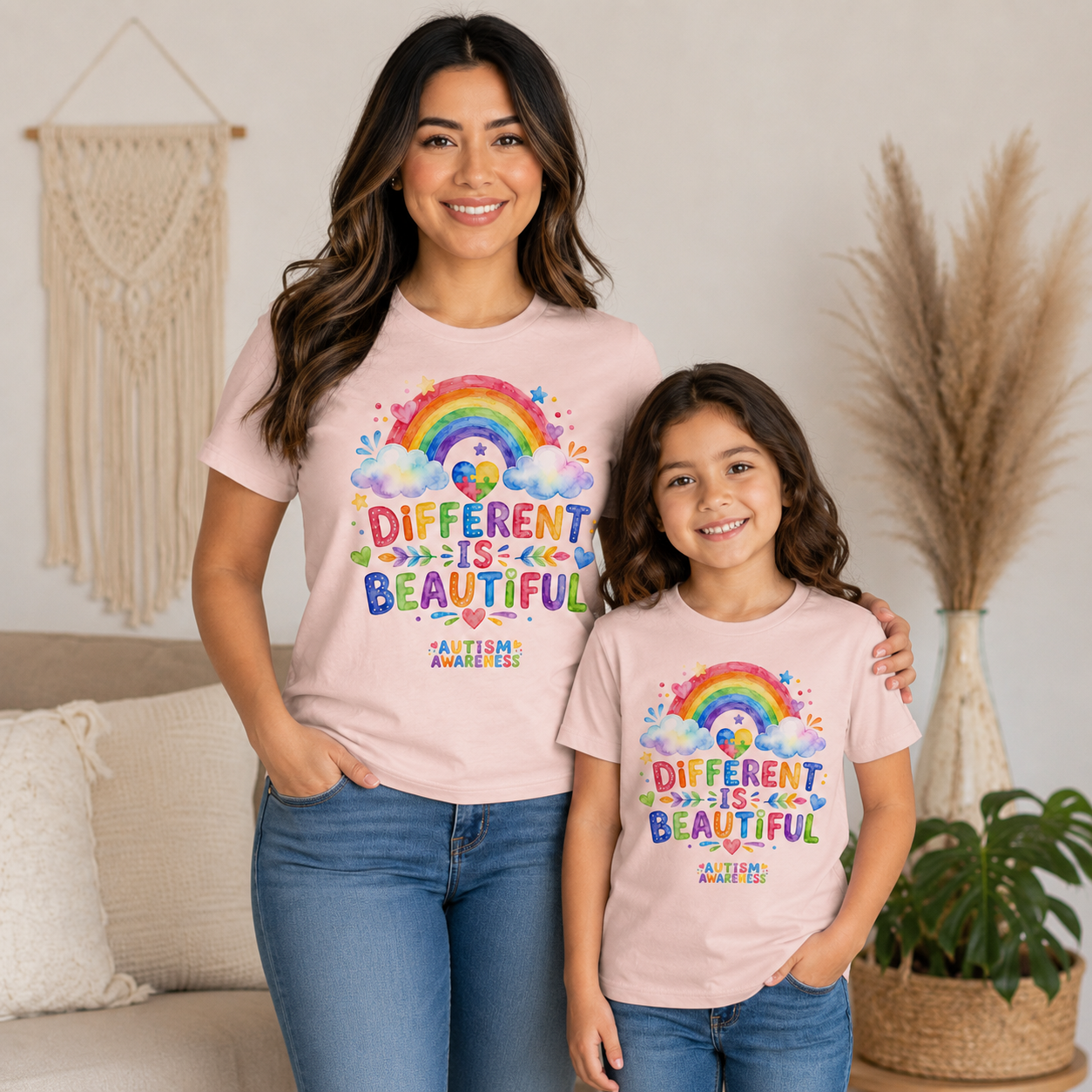 Different Is Beautiful rainbow design T-Shirt | Autism Awareness tee
