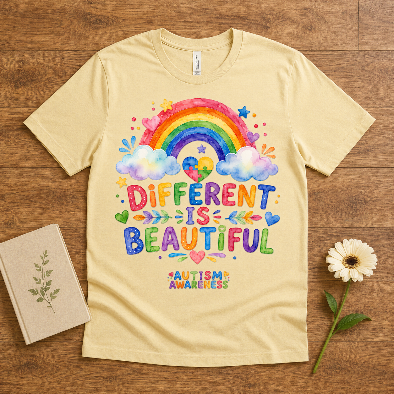 Different Is Beautiful rainbow design T-Shirt | Autism Awareness tee