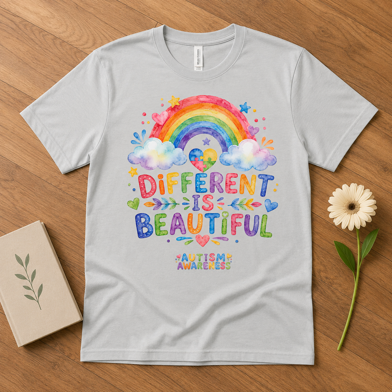 Different Is Beautiful rainbow design T-Shirt | Autism Awareness tee