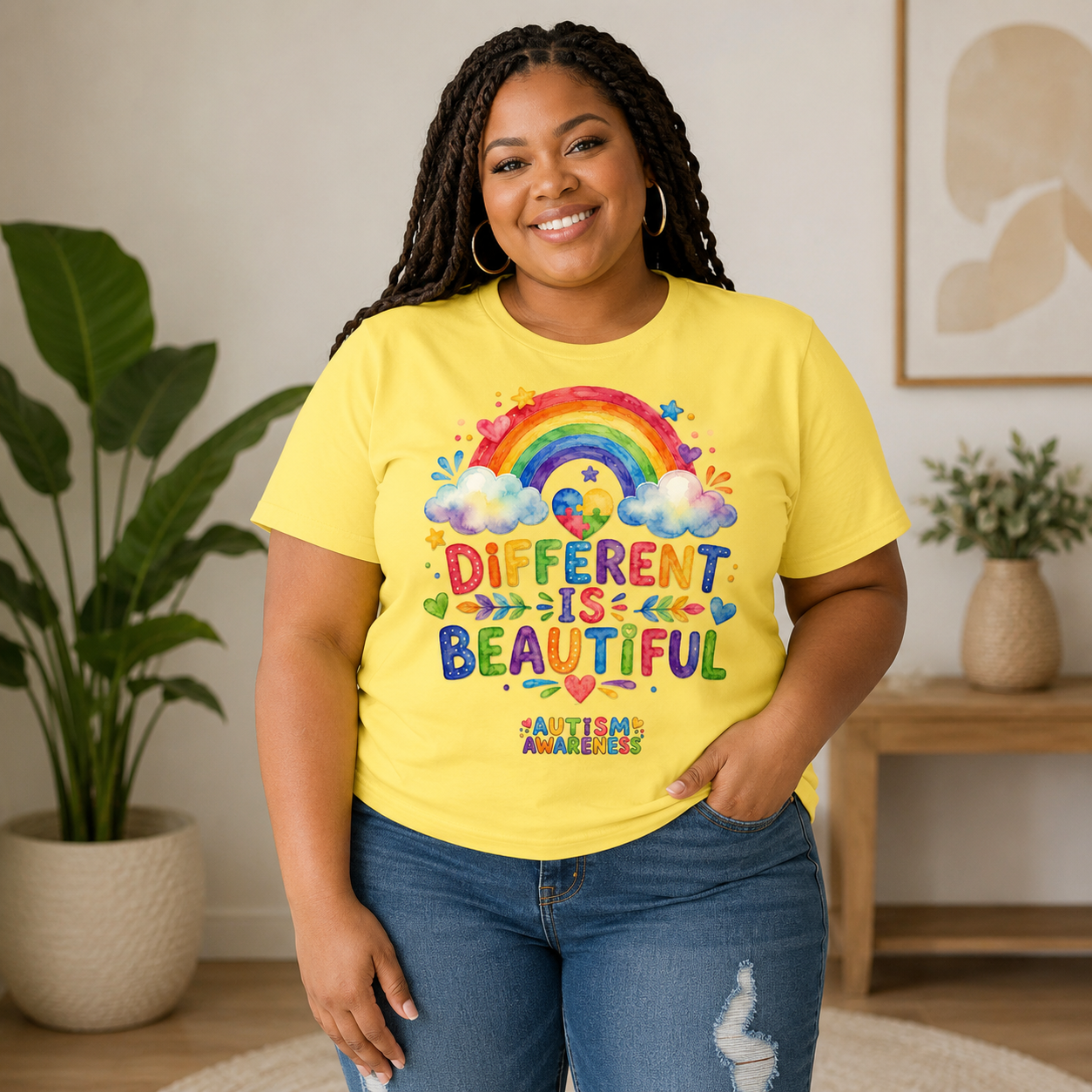 Different Is Beautiful rainbow design T-Shirt | Autism Awareness tee