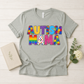 Autism Mama T-Shirt | Colorful Puzzle Letter Design