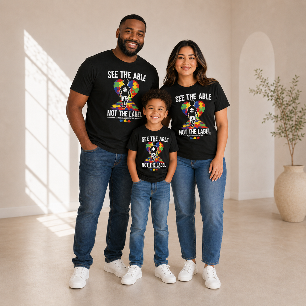 See the Able Not the Label T-Shirt | Autism Puzzle Heart Awareness