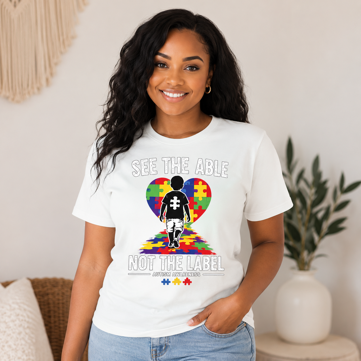 See the Able Not the Label T-Shirt | Autism Puzzle Heart Awareness