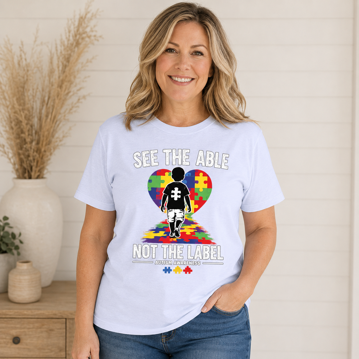 See the Able Not the Label T-Shirt | Autism Puzzle Heart Awareness