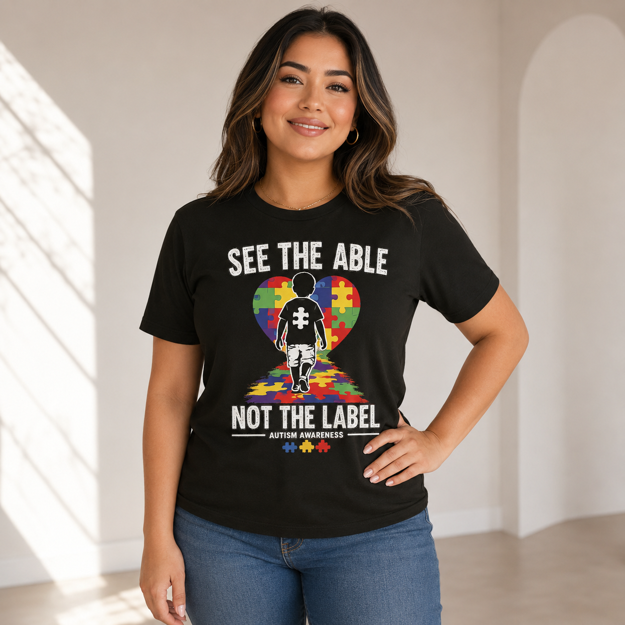 See the Able Not the Label T-Shirt | Autism Puzzle Heart Awareness