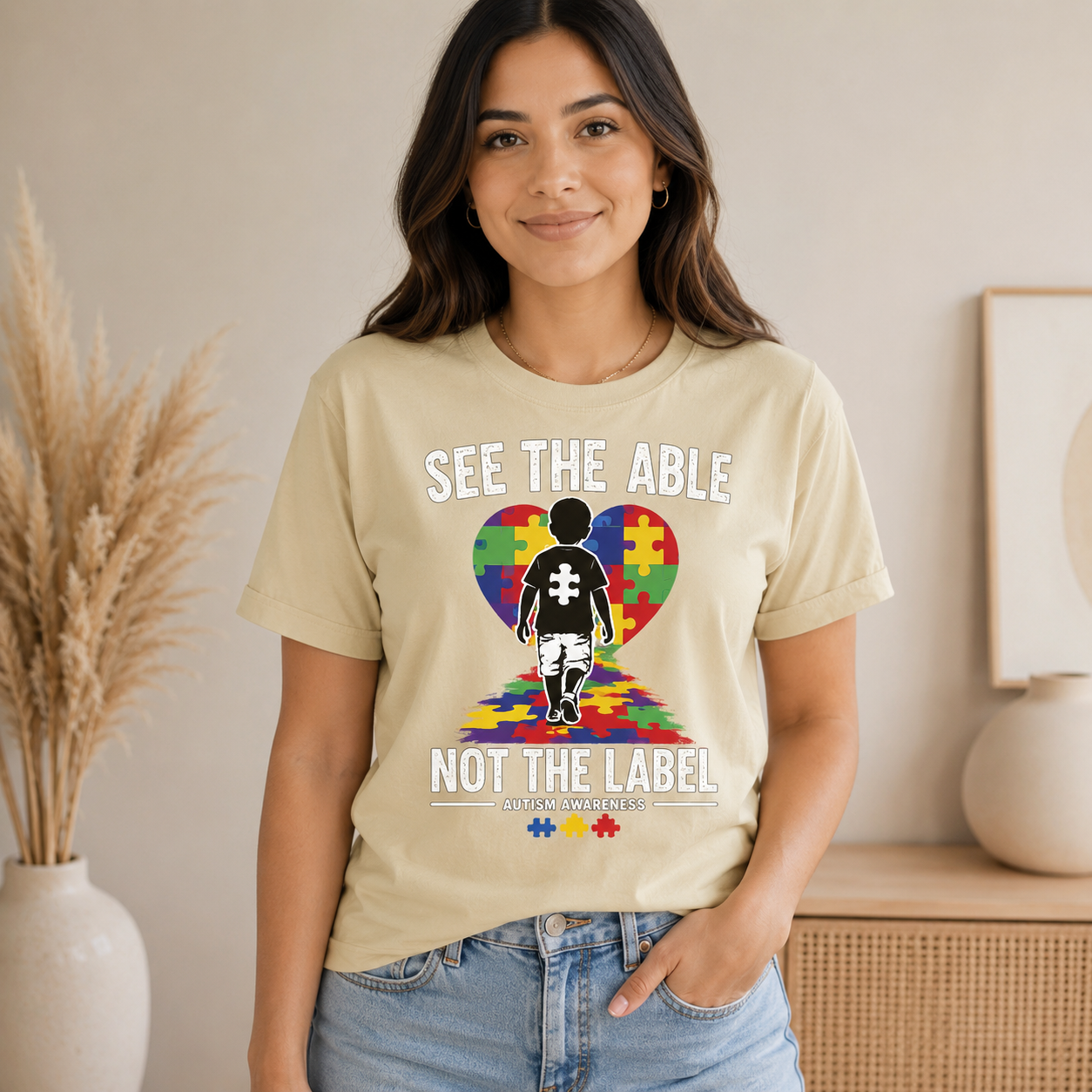 See the Able Not the Label T-Shirt | Autism Puzzle Heart Awareness