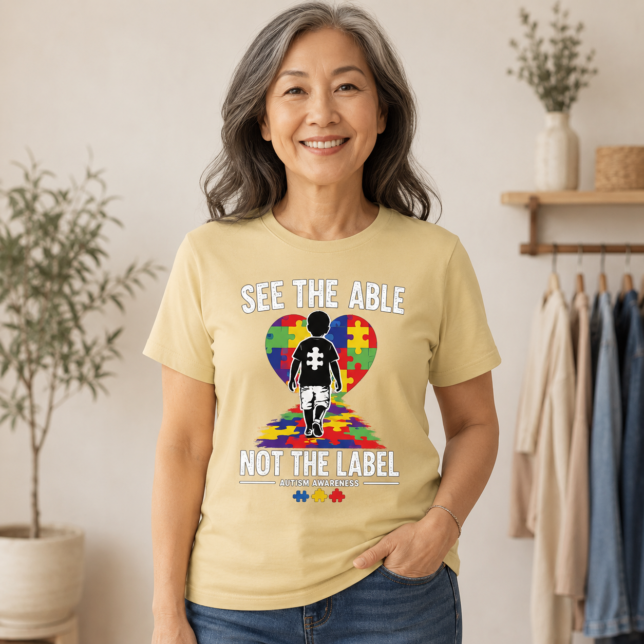 See the Able Not the Label T-Shirt | Autism Puzzle Heart Awareness