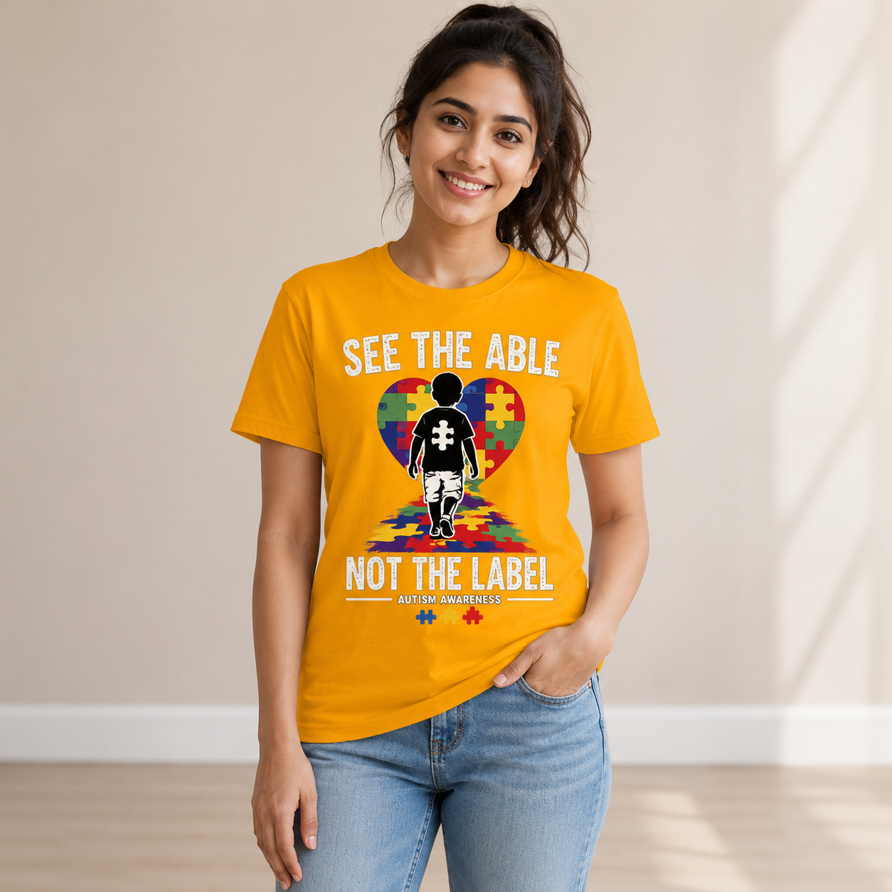 See the Able Not the Label T-Shirt | Autism Puzzle Heart Awareness