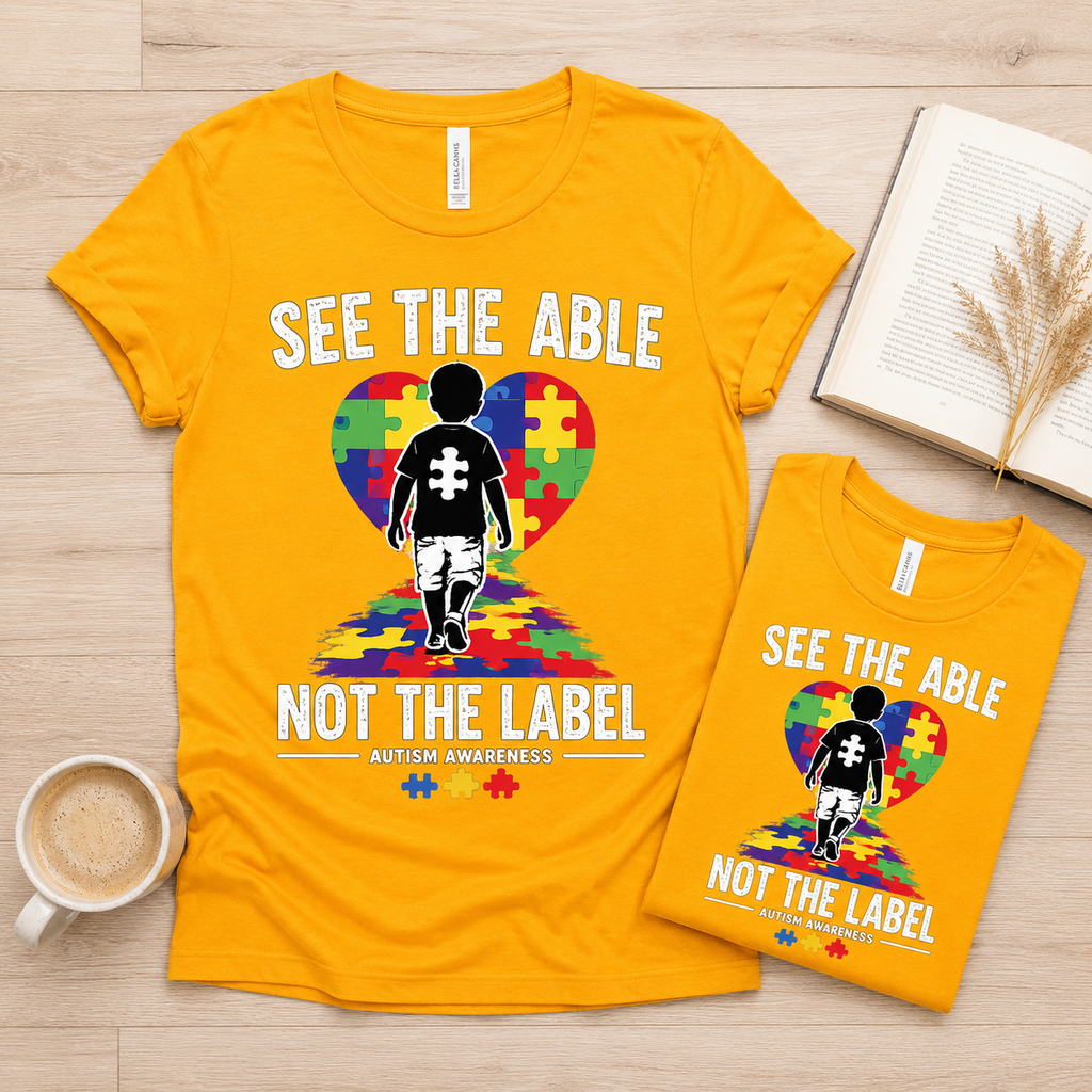 See the Able Not the Label T-Shirt | Autism Puzzle Heart Awareness