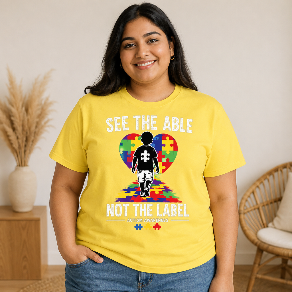 See the Able Not the Label T-Shirt | Autism Puzzle Heart Awareness