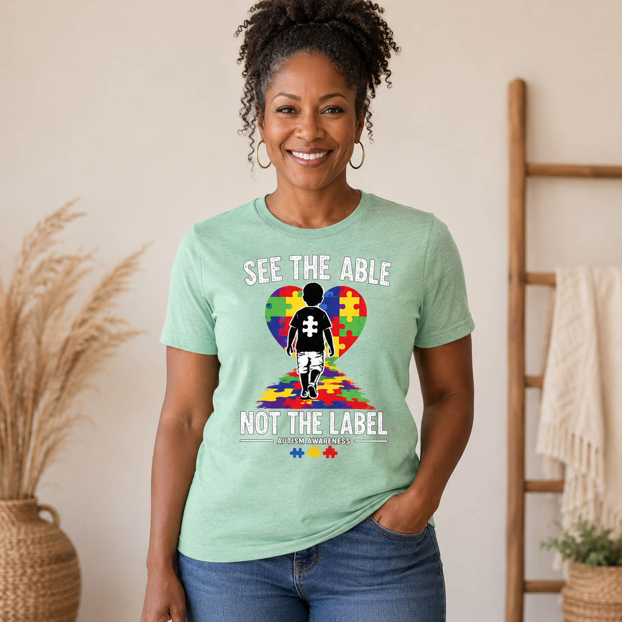 See the Able Not the Label T-Shirt | Autism Puzzle Heart Awareness