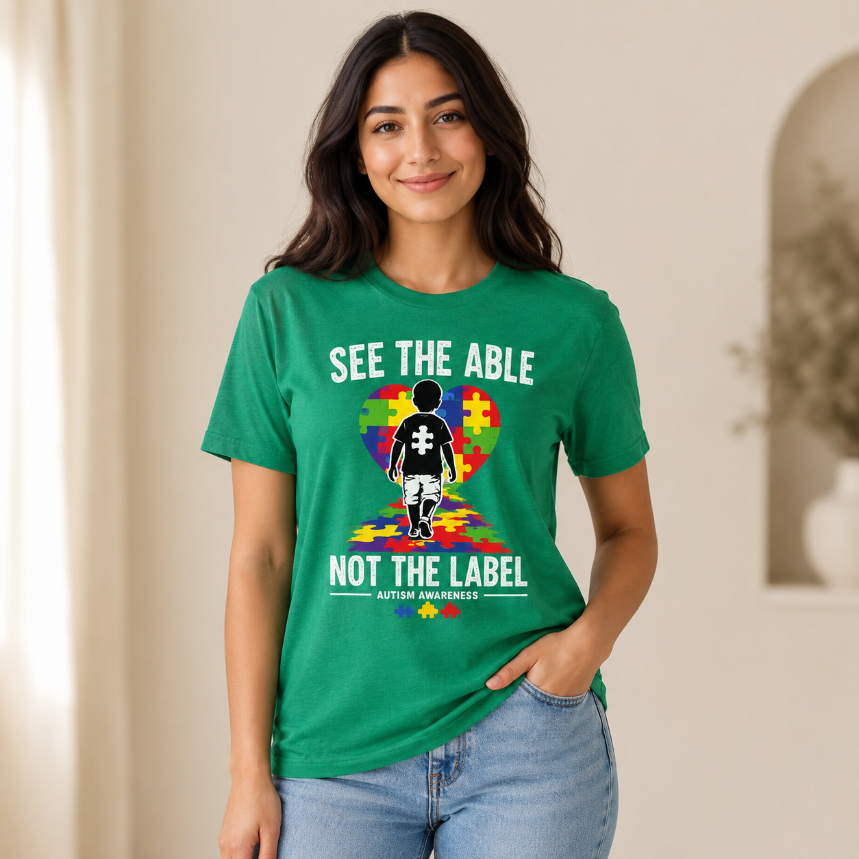 See the Able Not the Label T-Shirt | Autism Puzzle Heart Awareness