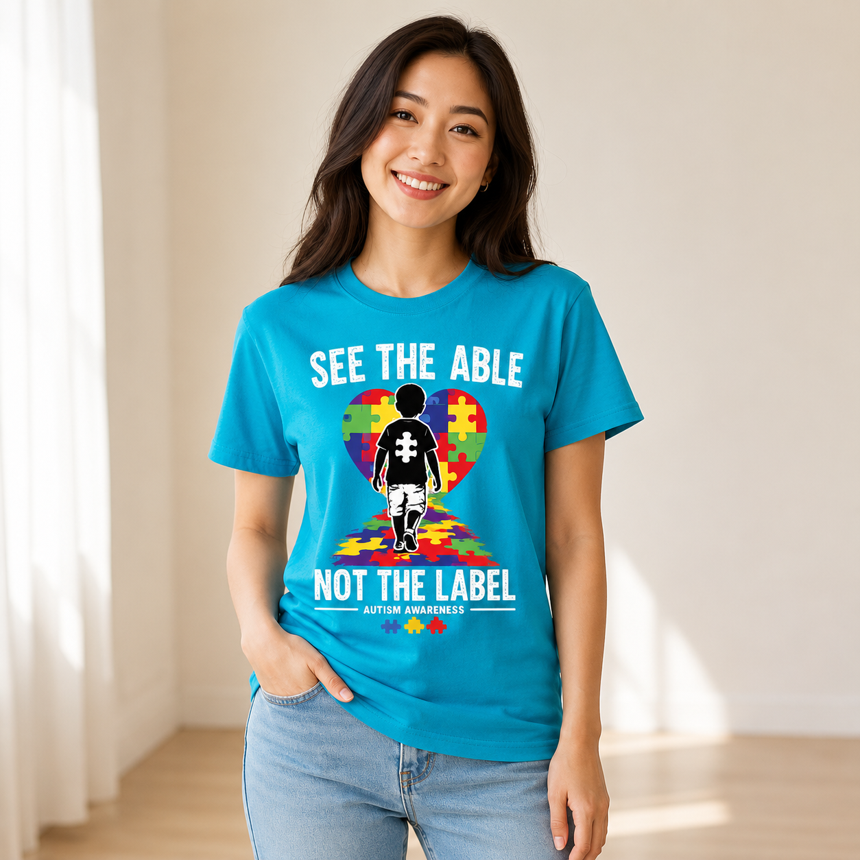See the Able Not the Label T-Shirt | Autism Puzzle Heart Awareness